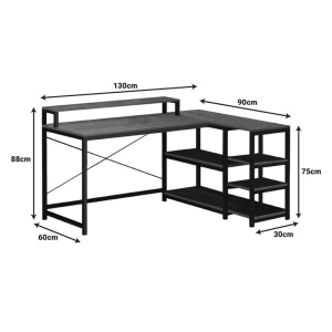 Birou de colt reversibil Model Tebul, Nuc, 130x60x88 cm - Img 3
