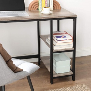 Birou pe Colt Vasagle, model Kiana, 138x76x138 cm, Greige/Negru - Img 6
