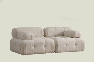 Canapea 2 locuri Doblo Crem 210x105x80 cm - Img 3