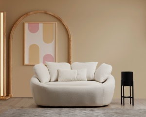 Canapea 2 locuri Midye Crem 155x120x67 cm - Img 1