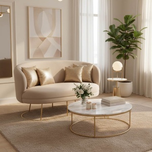 Canapea 2 Locuri Rony, bej, 2 locuri, 135x75x85 cm