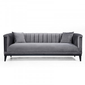 Canapea 3 locuri PWF-0541 catifea antracit 255x89x79cm - Img 1
