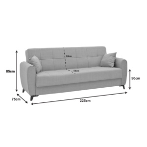 Canapea Extensibila Lincoln, gri deschis, 3 locuri, 225x75x85 cm - Img 8