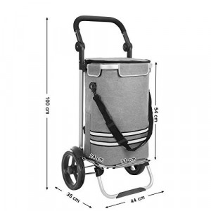 Carucior pentru cumparaturi, Songmics, Gri, 44x35x100 cm - Img 6