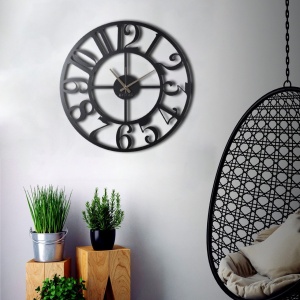 Ceas de perete decorativ din metal Circle Negru 50x50x2mm - Img 3