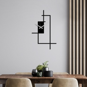 Ceas de perete decorativ din metal Corner Negru 49x30 cm - Img 2