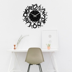 Ceas de perete decorativ din metal Rasputin Negru 48x48 cm - Img 3