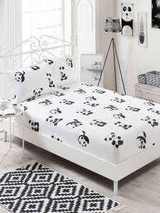 Cerasaf de pat cu elastic si fete de perna Model Panda