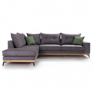 Coltar Dreapta Luxury II Gri Inchis - Verde Inchis - Negru 290x235x90 cm - Img 2