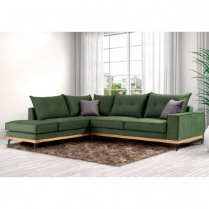 Coltar Dreapta Luxury II Verde Inchis Antracit - Negru 290x235x90 cm - Img 2