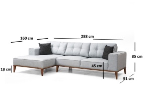 Coltar extensibil Montana Gri deschis 288x160x85 cm - Img 6