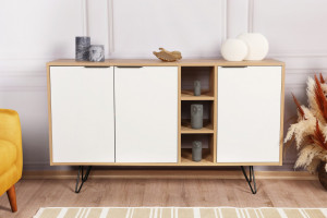 Comoda Model Clara, Stejar/Alb, 142x35.6x83 cm - Img 7