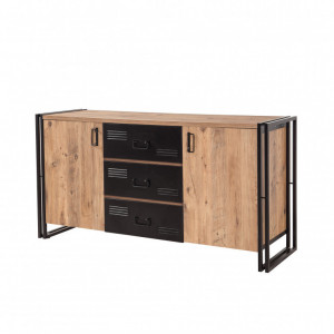 Comoda Model Cosmo, Pin/Negru, 160x45x80 cm - Img 4