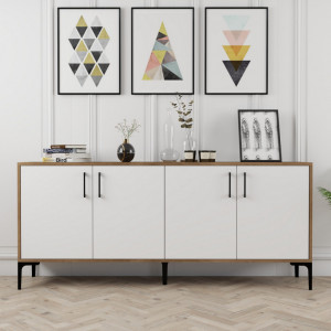 Comoda Model Kiev, Nuc/Alb, 180x35x78 cm - Img 1