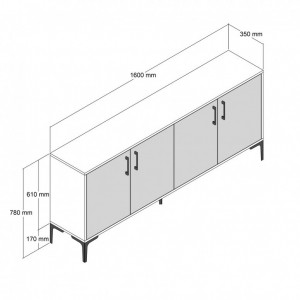 Comoda Model Kiev160, Nuc/Negru marmorat, 160x35x78 cm - Img 5