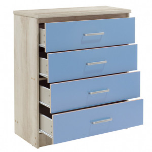 Comoda Model Looney, Stejar/Albastru, 80x40x95 cm - Img 3