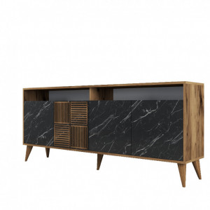 Comoda Model Milan, Nuc/Negru marmorat, 180x35x78.6 cm - Img 6