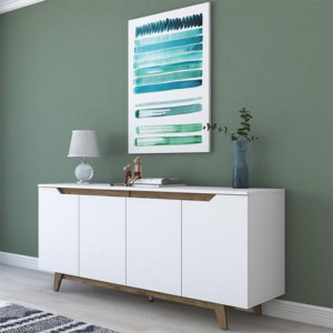 Comoda Model Rafaelo, Alb/Nuc, 180x45x78.5 cm - Img 2
