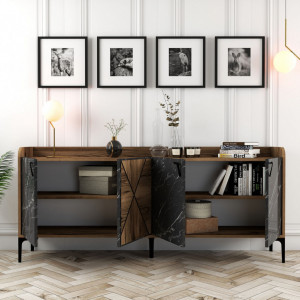 Comoda Model Venedik, Nuc/Negru, 180x35x78 cm - Img 3