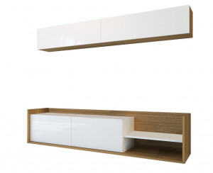 Comoda TV Kale - Teak, Alb - Img 3