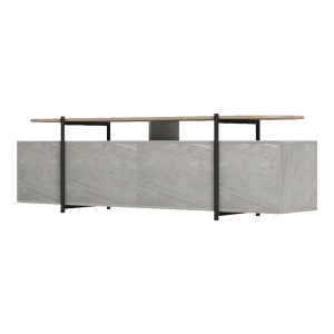 Comoda TV Medousa, Sonoma/Gri-bej cu aspect de marmura, 160 x 35,5 x 50 cm - Img 4