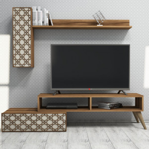 Comoda TV Planet - Walnut, Crem - Img 3