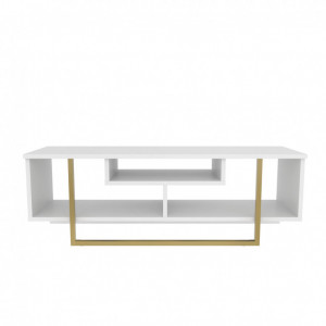 Comoda TV Salvador, Model Asal, 120x40.2x35.2 cm, Auriu/Alb - Img 6