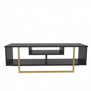 Comoda TV Salvador, Model Asal, 120x40.2x35.2 cm, Negru/Auriu - Img 6