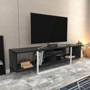 Comoda TV Salvador, Model Asal, 150x40x35.2 cm, Negru/Alb - Img 2