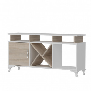 Comoda TV Salvador, Model Ay, 120x53.6x29.5 cm, Alb/Stejar Cordoba - Img 5