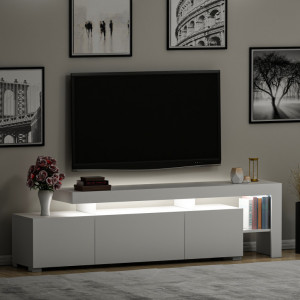 Comoda TV Salvador, Model Beliz, 192x53x37 cm, Alb - Img 8