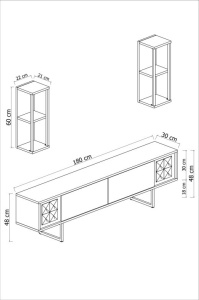 Comoda TV Salvador, Model Black, 180x48x30 cm, Nuc/Negru - Img 9