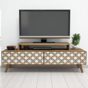 Comoda TV Salvador, Model City, 140x48.8x41.8 cm, Nuc/Crem - Img 3