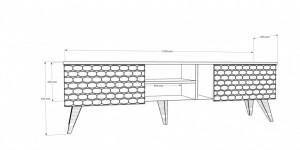 Comoda TV Salvador, Model Egg, 180x53x35 cm, Alb/Nuc - Img 6