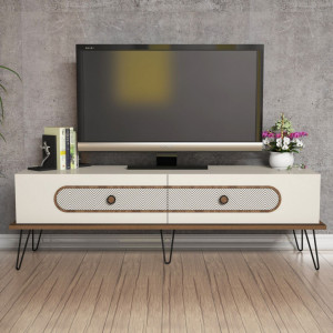 Comoda TV Salvador, Model Ekol, 145x45x40 cm, Crem - Img 3