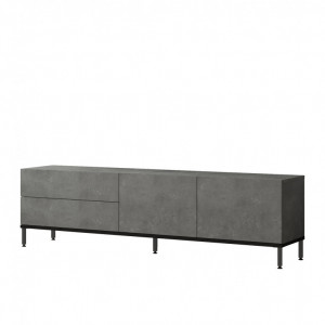 Comoda TV Salvador, Model LV6-RL, 170.3x46.4x35.5 cm, Argintiu/Negru - Img 5