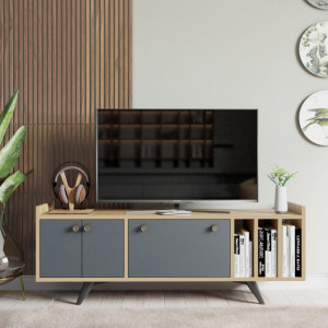 Comoda TV Salvador, Model Maribor, 150x40x62 cm, Nug/Antracit - Img 2