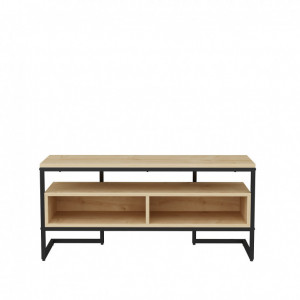 Comoda TV Salvador, Model Merrion, 110x49.9x35 cm, Negru/Stejar - Img 4