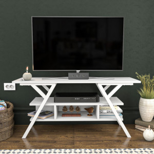 Comoda TV Salvador, Model Minerva, 120x55x35 cm, Alb - Img 1
