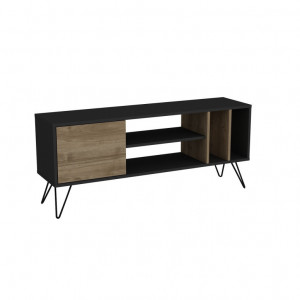 Comoda TV Salvador, Model Mistico, 140x58.7x35.5 cm, Nuc/Negru - Img 3