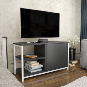 Comoda TV Salvador, Model Muskegon, 89.6x50.8x35.3 cm, Alb/Antracit - Img 2