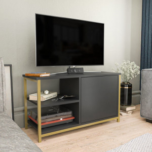 Comoda TV Salvador, Model Muskegon, 89.6x50.8x35.3 cm, Auriu/Antracit - Img 2