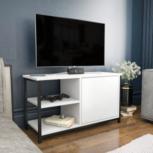 Comoda TV Salvador, Model Muskegon, 89.6x50.8x35.3 cm, Negru/Alb - Img 2