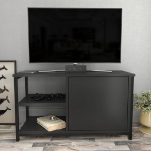Comoda TV Salvador, Model Muskegon, 89.6x50.8x35.3 cm, Negru/Antracit - Img 2