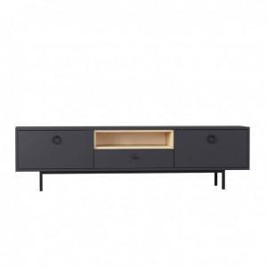 Comoda TV Salvador, Model Naturel, 180x48x35 cm, Antracit - Img 5