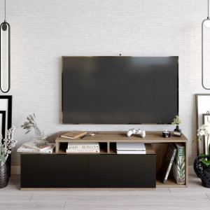 Comoda TV Salvador, Model Nexera, 149.8x42.9x35.3 cm, Nuc/Negru - Img 2
