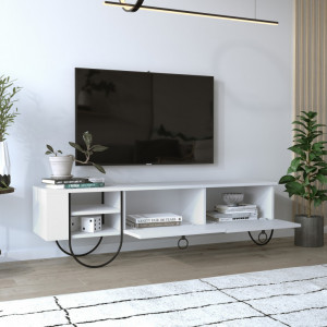 Comoda TV Salvador, Model Norfolk, 150x44x36 cm, Alb - Img 2