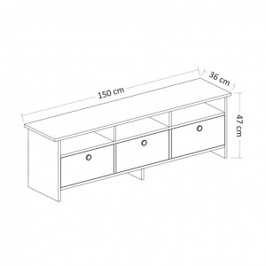Comoda TV Salvador, Model Oslo, 150x47x36 cm, Antracit - Img 6
