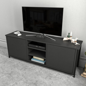 Comoda TV Salvador, Model Otis, 140x50.8x35.3 cm, Negru/Antracit - Img 3