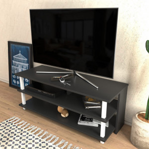 Comoda TV Salvador, Model Pueblo, 120x47.4x44.6 cm, Alb/Antracit - Img 3